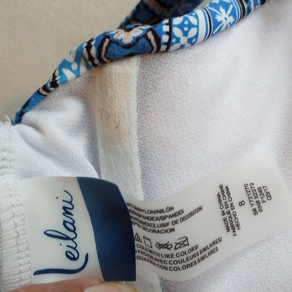 Leilani Faux Wrap Padded Push Up Tankini Top 8 Geometric Blue Paisley - Picture 3 of 3